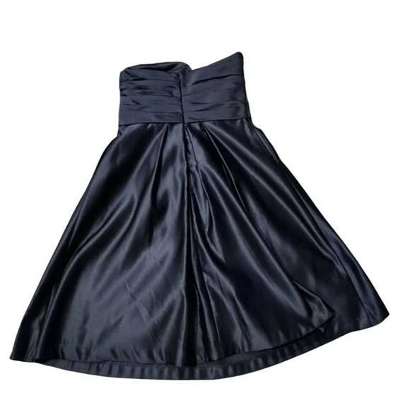 EUC Beautiful Satin Navy ruched front Bill Levkoff Strapless Holiday dress sz 10 - Picture 3 of 8